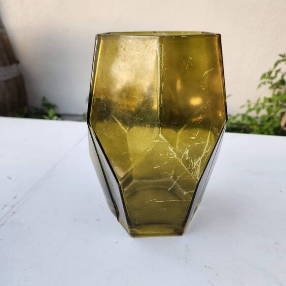 Beautiful Vintage Green Hexagon Vase Terrarium Decor Mid Century Modern Rustic F - Picture 9 of 16